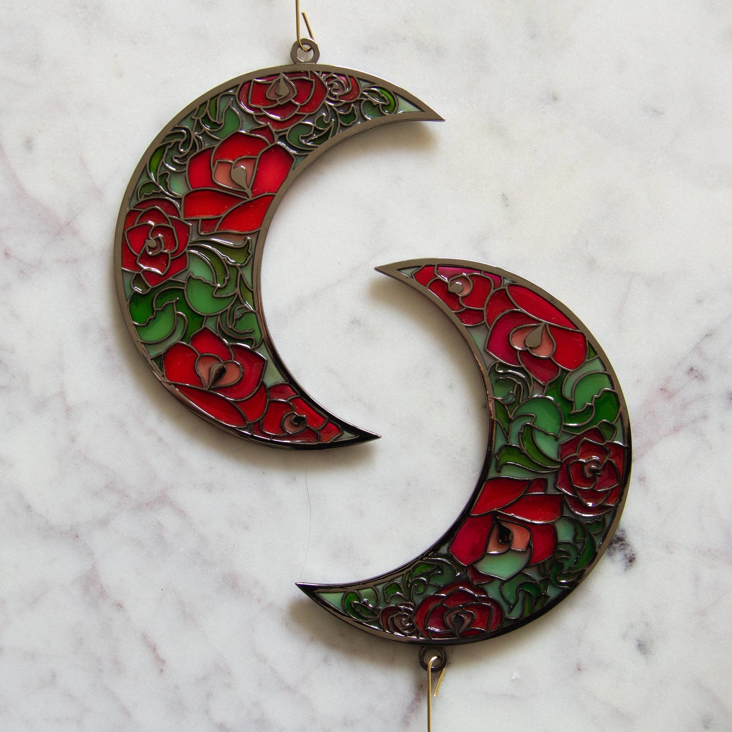 Moon Roses Witchy Ornament