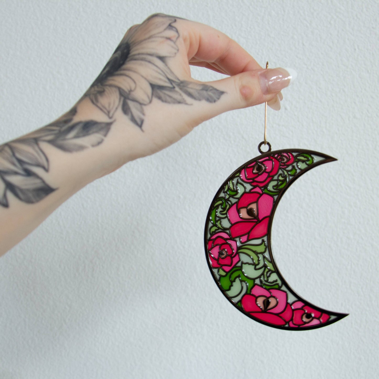 Moon Roses Witchy Ornament