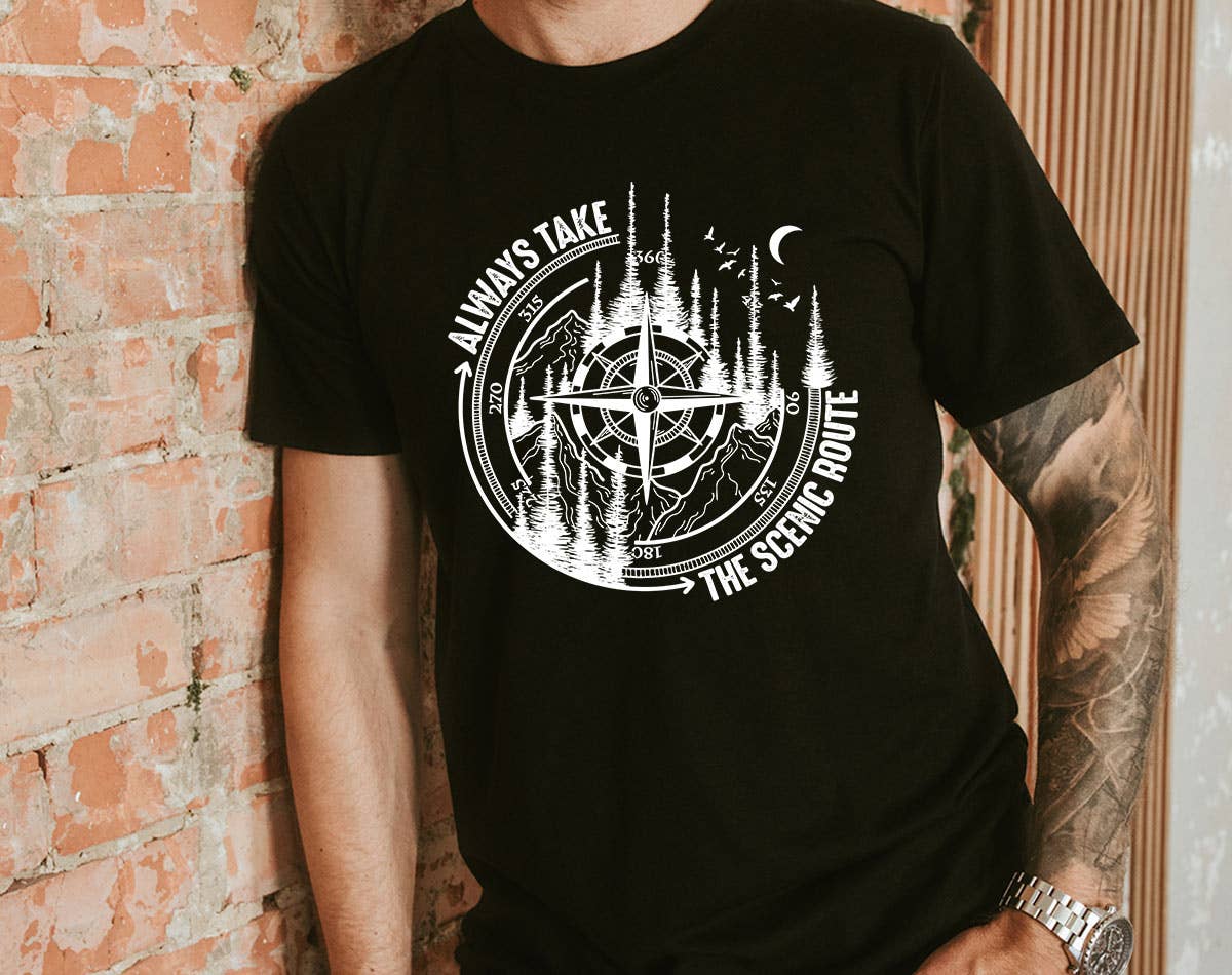 Always Take The Scenic Route- Vacation Travel T-Shirt Pale Yellow