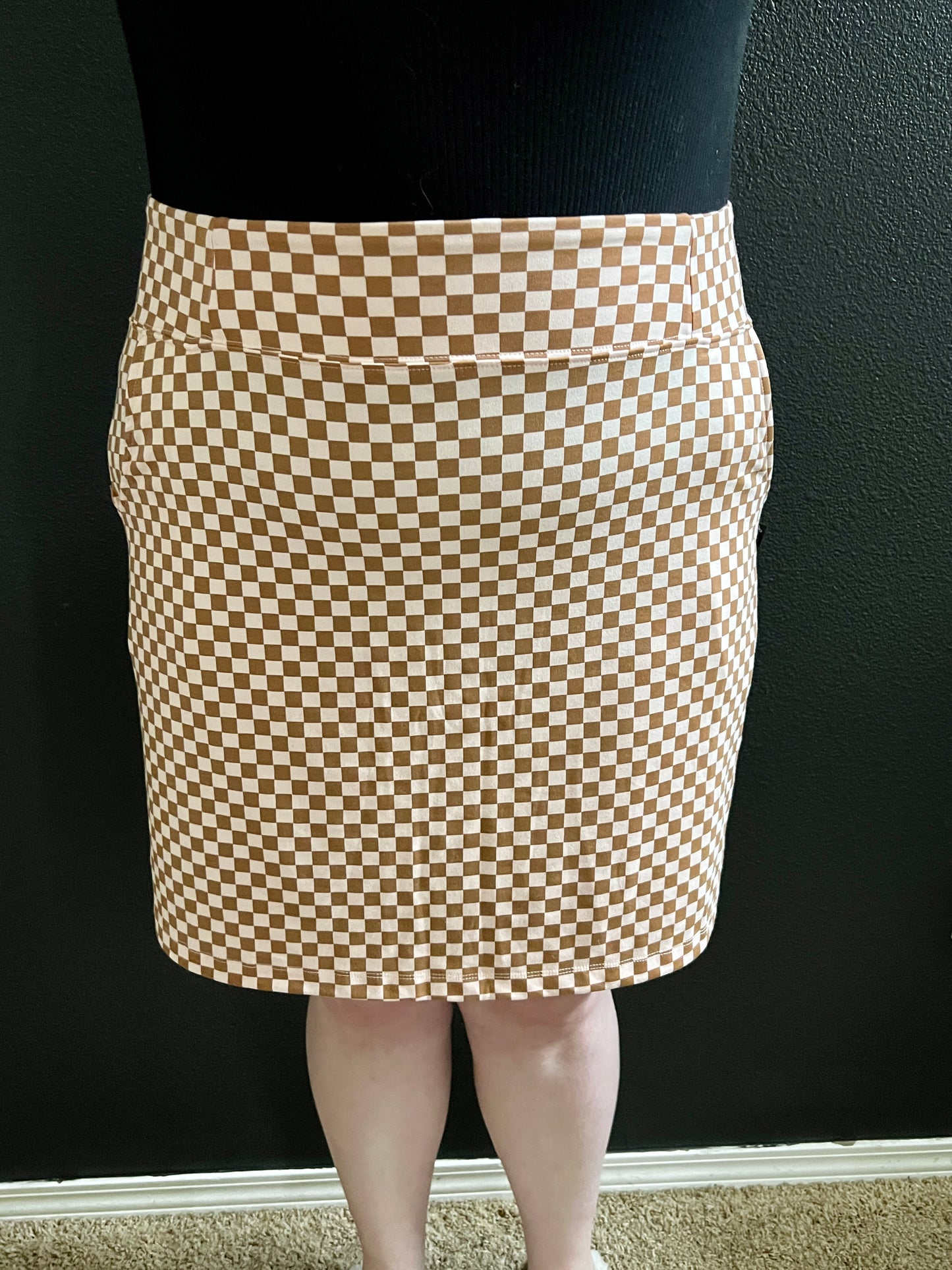Blush Checkers Mini Skirt