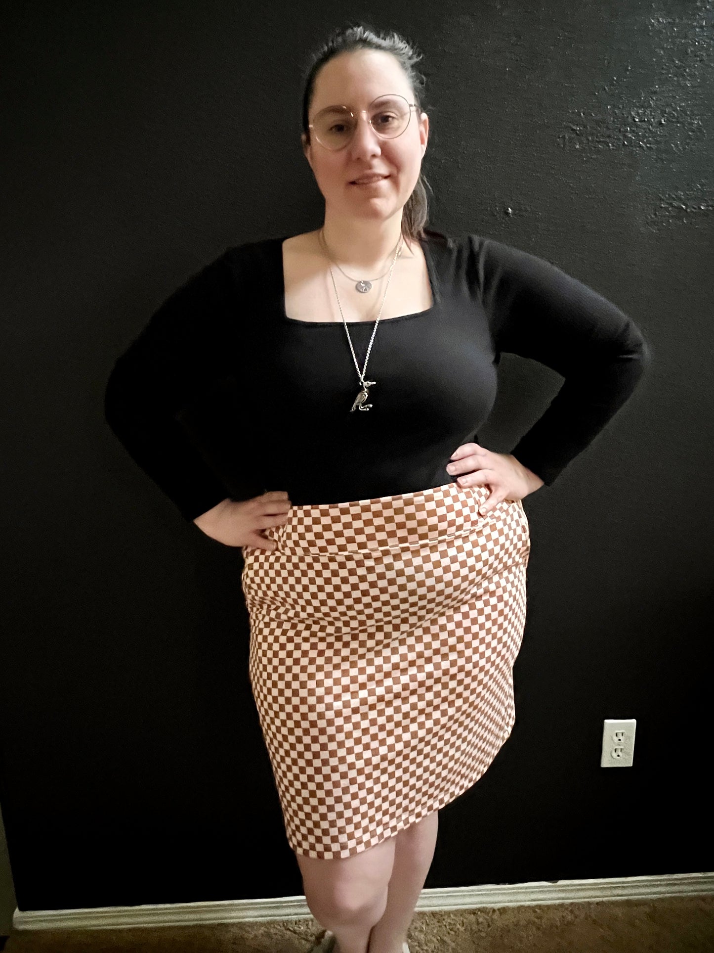 Blush Checkers Mini Skirt