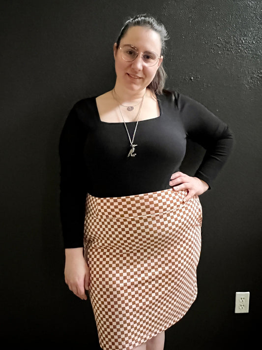 Blush Checkers Mini Skirt