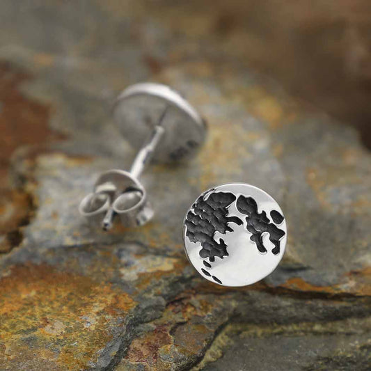 Recycled Sterling Silver Full Moon Post Earrings | 8x8mm