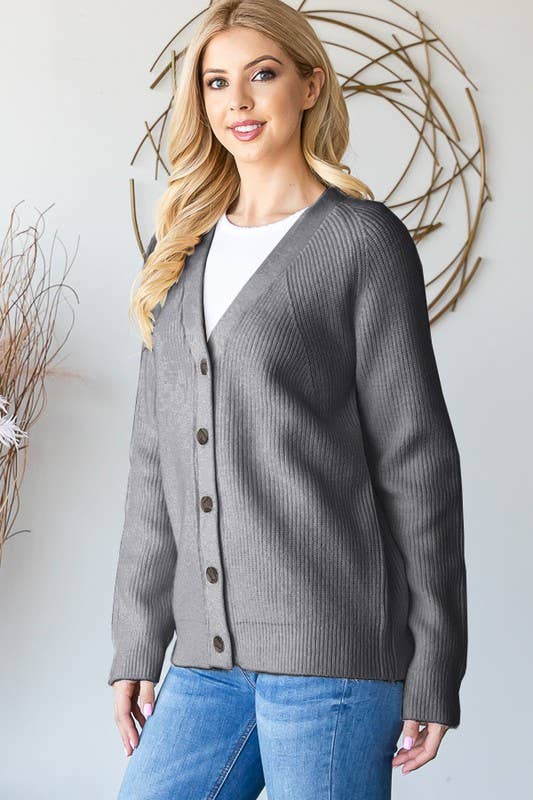 Long Sleeve V-Neck Button Down Cardigan