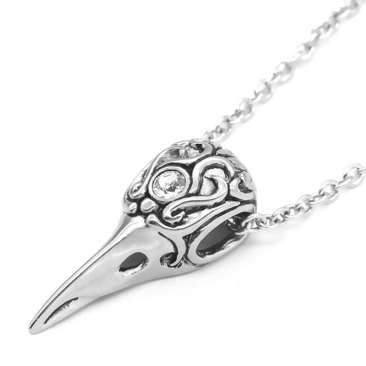 Raven Skull Necklace with Swarovski Crystal