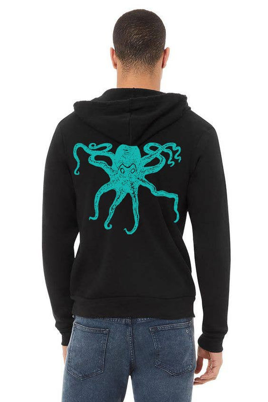 Kraken Octopus Black Ultra Soft Bella-Canvas Zip Up Hoodie