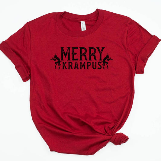 Merry Krampus Christmas Holiday Winter Party Unisex Black on Red